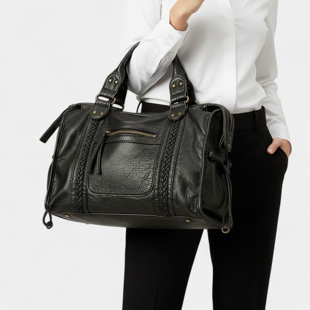 Sac à main femme en cuir véritable – Détail tressé