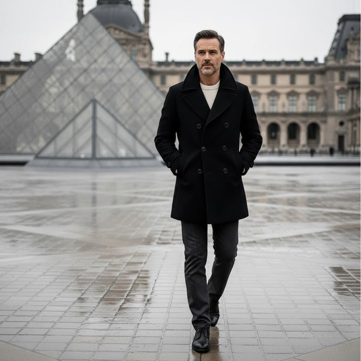 Riche | Manteau Homme en Laine – Long à Double Boutonnage avec Revers