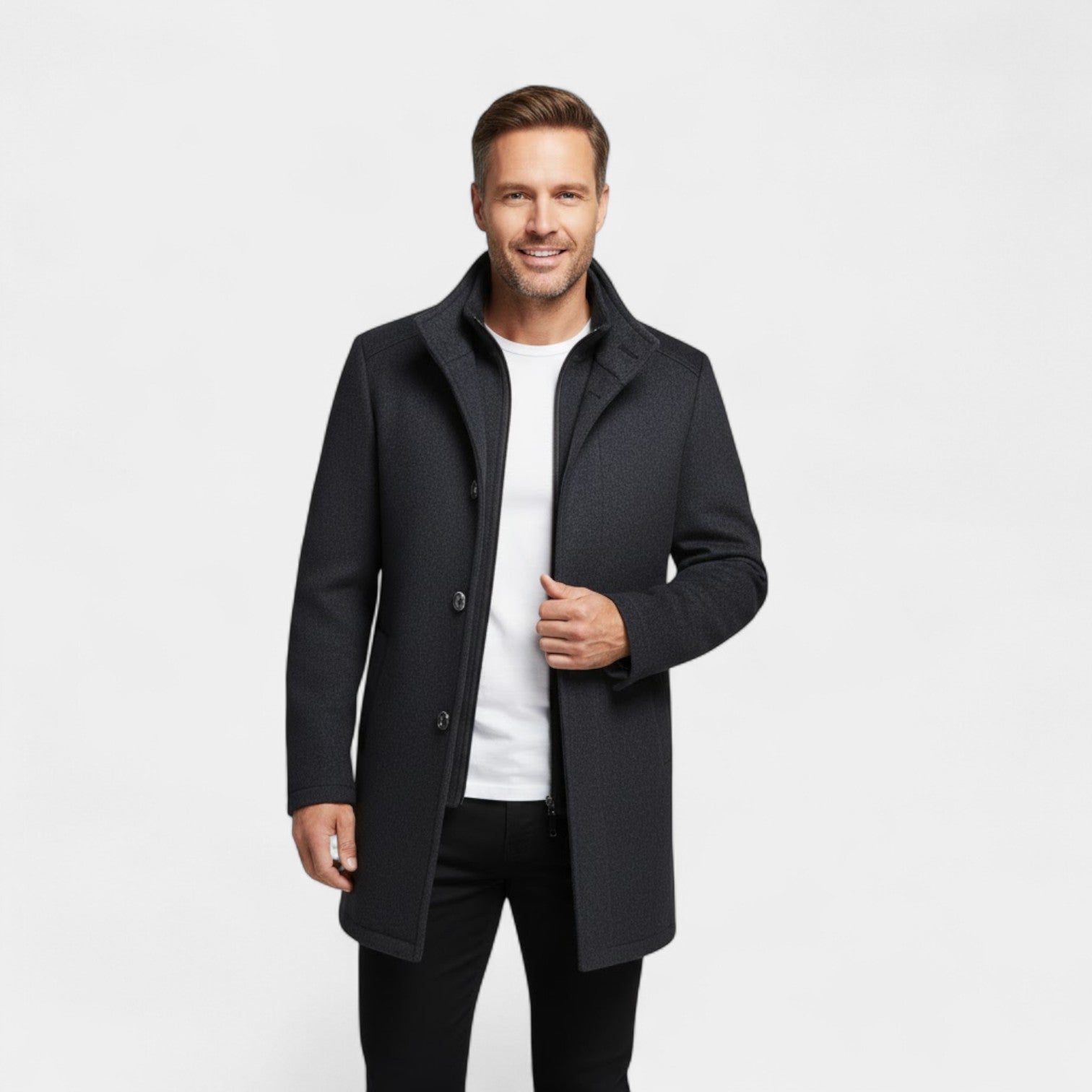 Riche | Manteau Homme en Laine – Col Double Mi-Long
