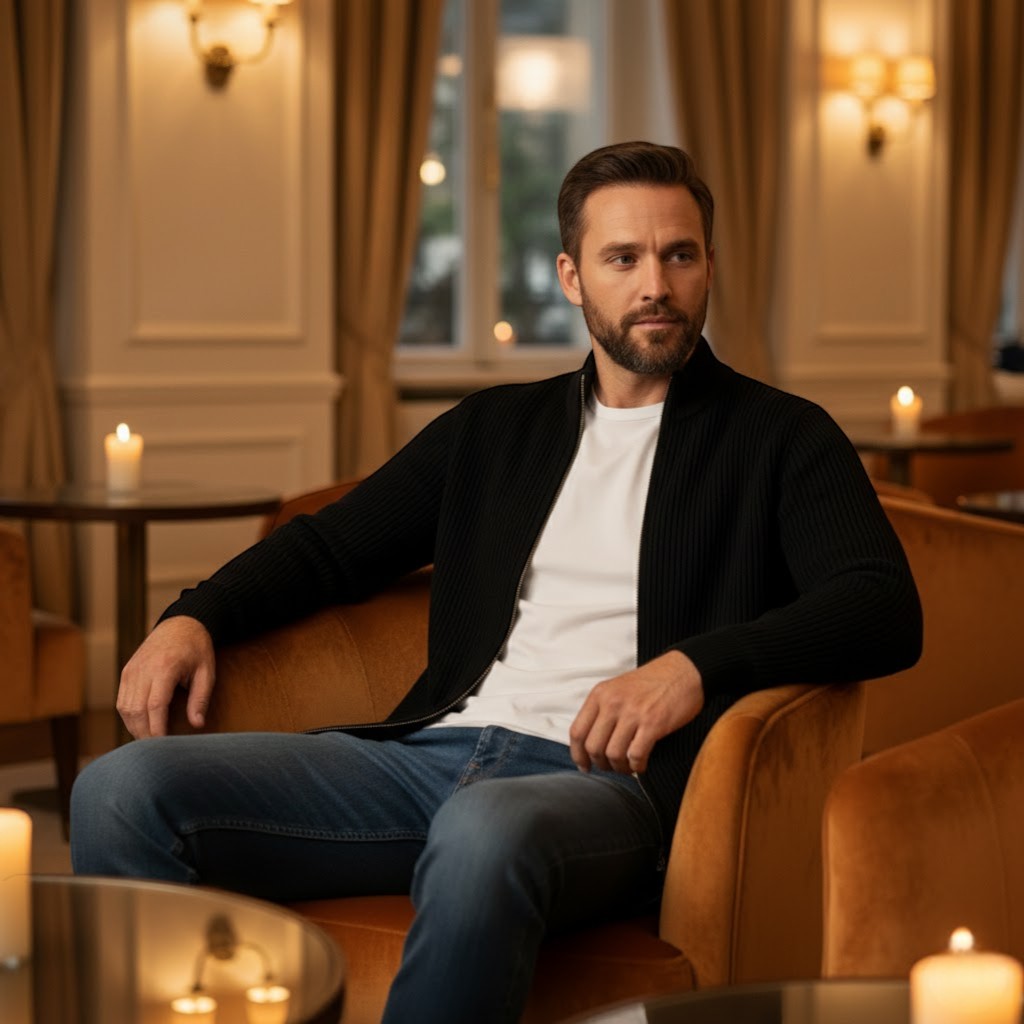 Riche | Men's slim-fit knit cardigan