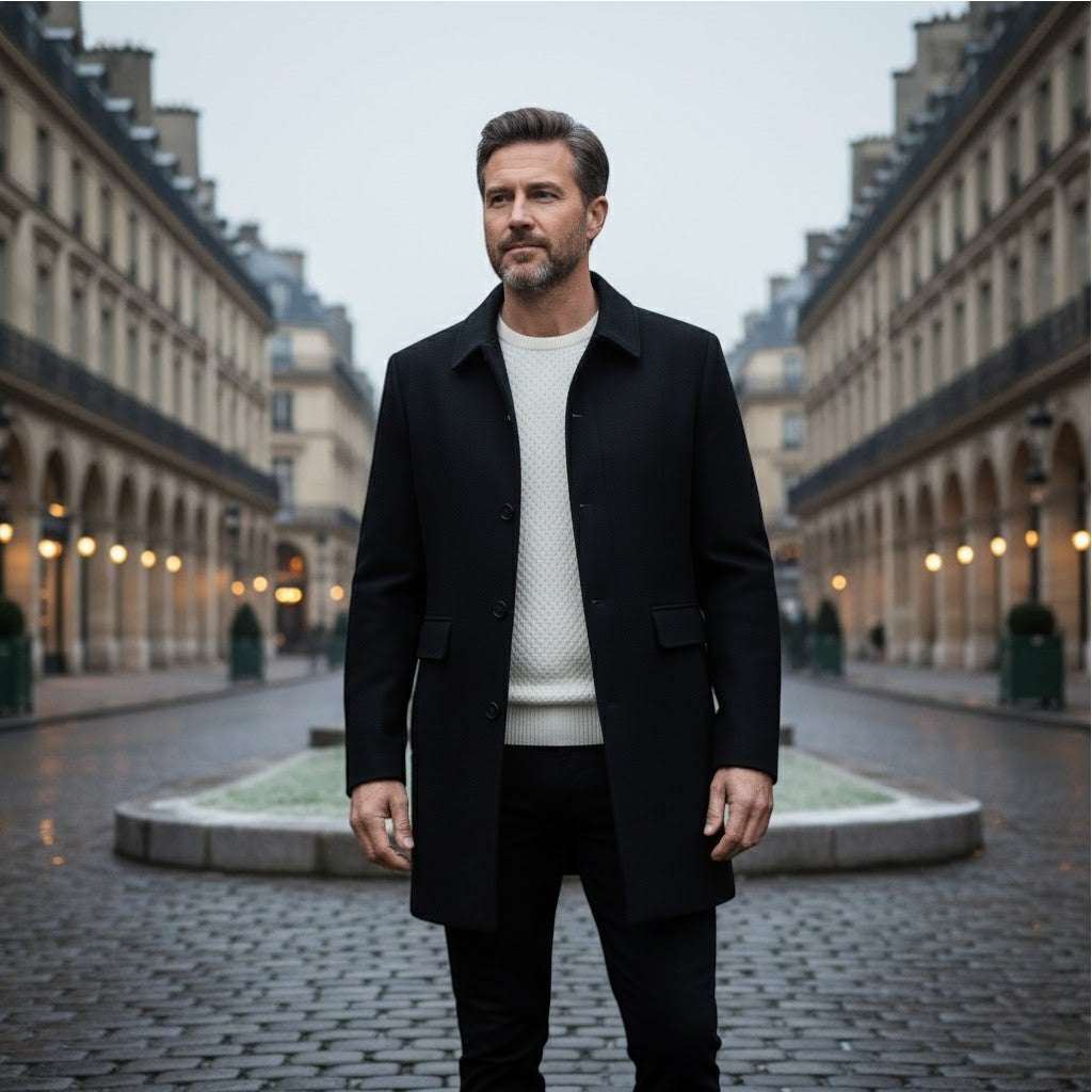 Riche | Manteau Homme en Laine – Col à Revers Doublé Velours