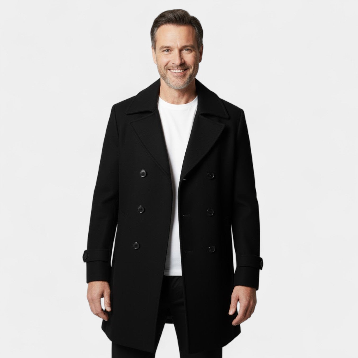 Riche | Manteau Homme en Laine – Long à Double Boutonnage avec Revers