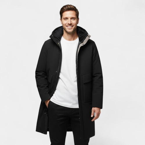 Riche | Veste Homme à Capuche – Manteau Long Matelassé en Coton