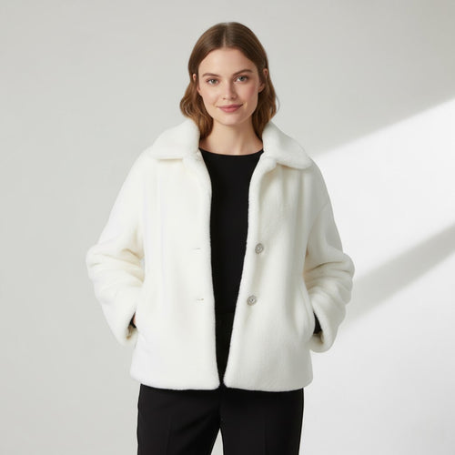 Riche | Manteau d’Hiver Femme à Revers en Fourrure Douce