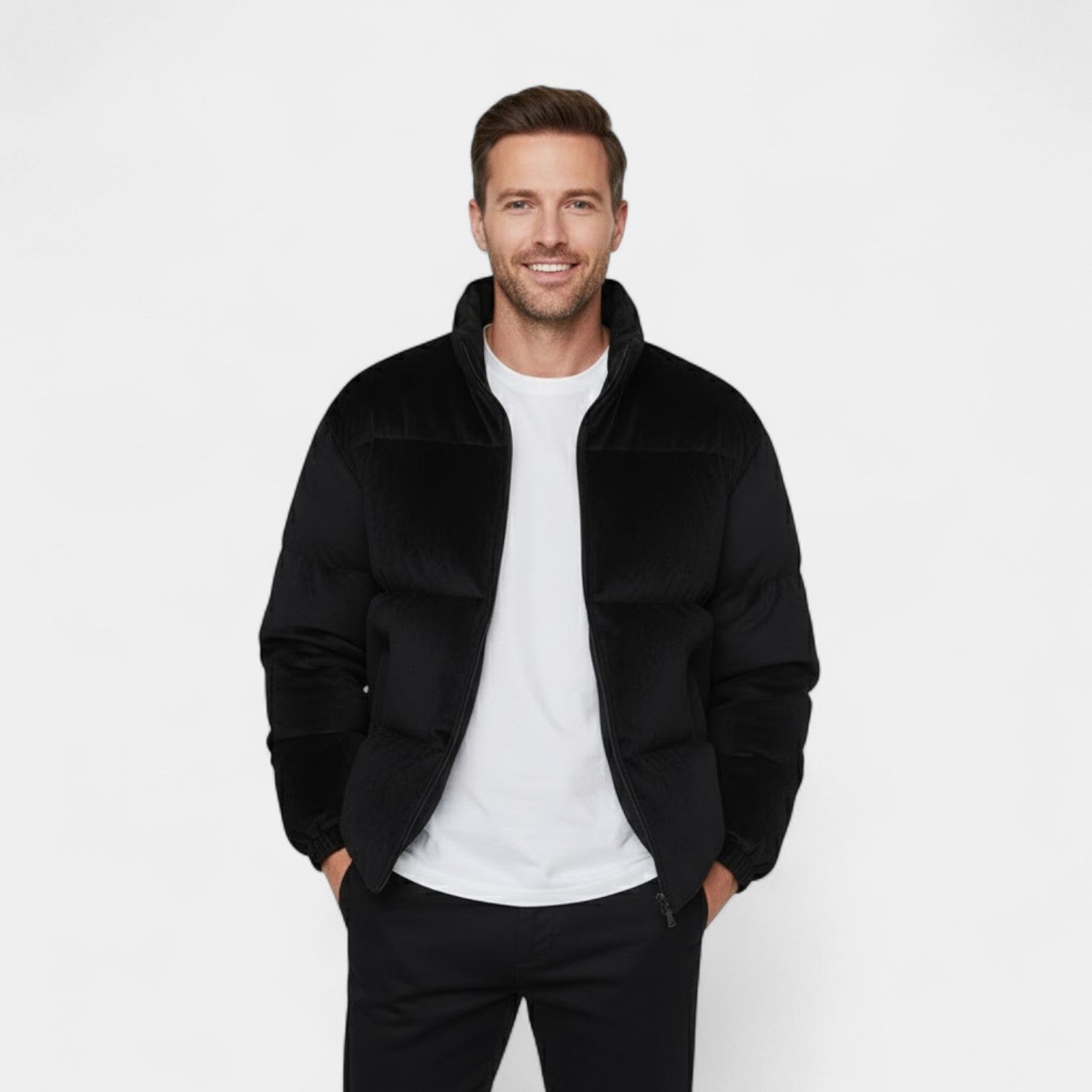 Riche | Veste Homme en Velours – Doudoune Matelassée à Col Montant