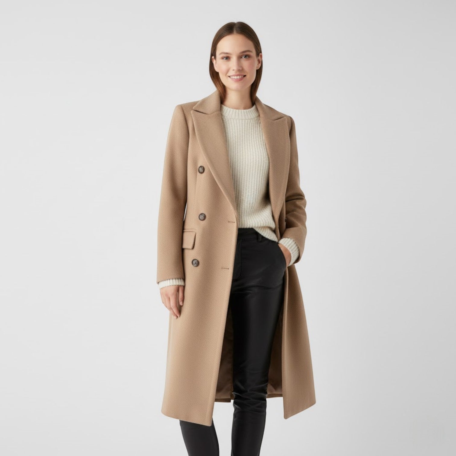 Riche | Manteau Femme Croisé en Laine Mélangée