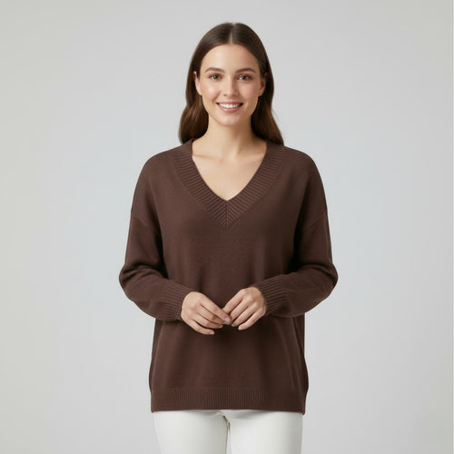 Riche | Pull femme en maille laine mélangée col V