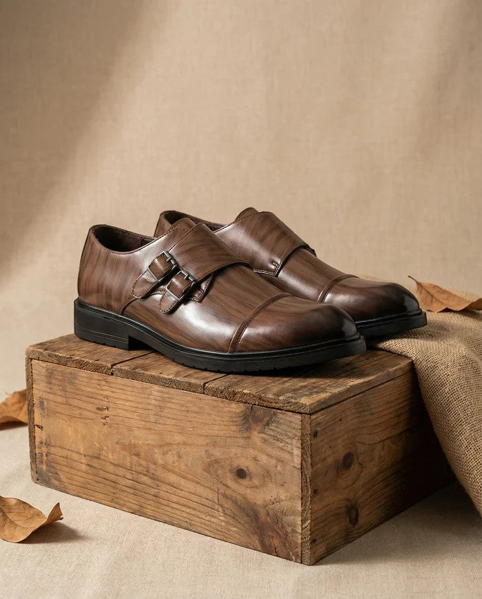 Chaussures homme à boucle en cuir – Bout pointu coupe ajustée