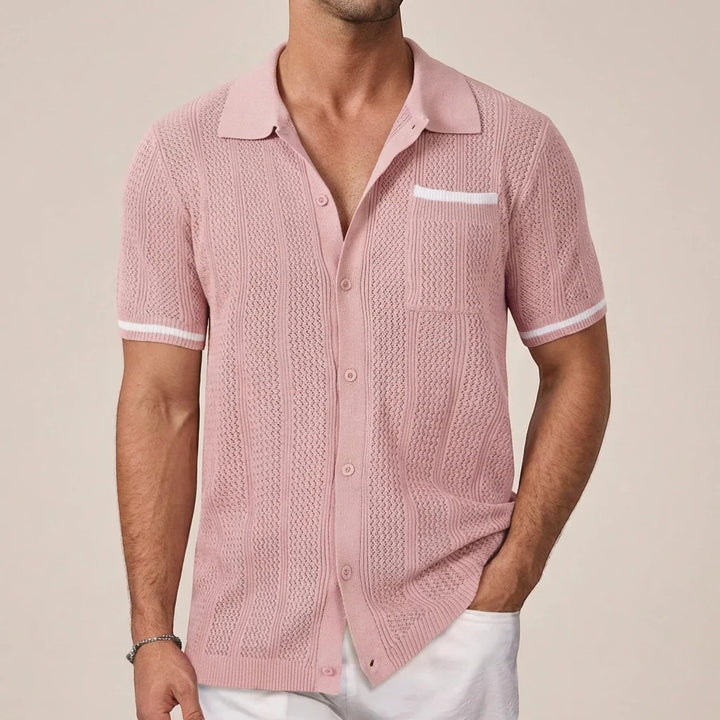 Chemise homme en maille manches courtes – Coupe boutonnée respirante