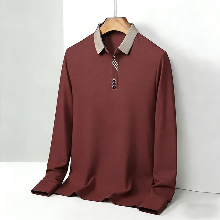 Polo Homme en Coton – Manches Longues Col Classique