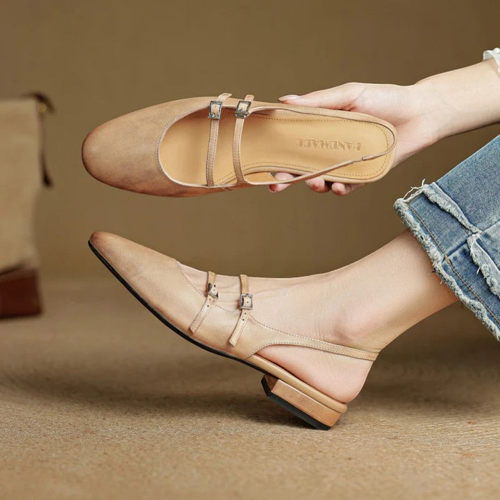 Flache Ledersandalen für Damen – Ein Riemen, Standard-Passform