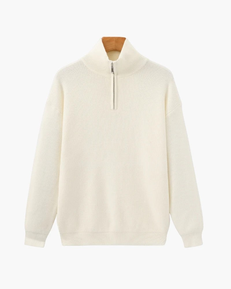 Pull Homme en Maille Fine Demi-Zip – Col Montant
