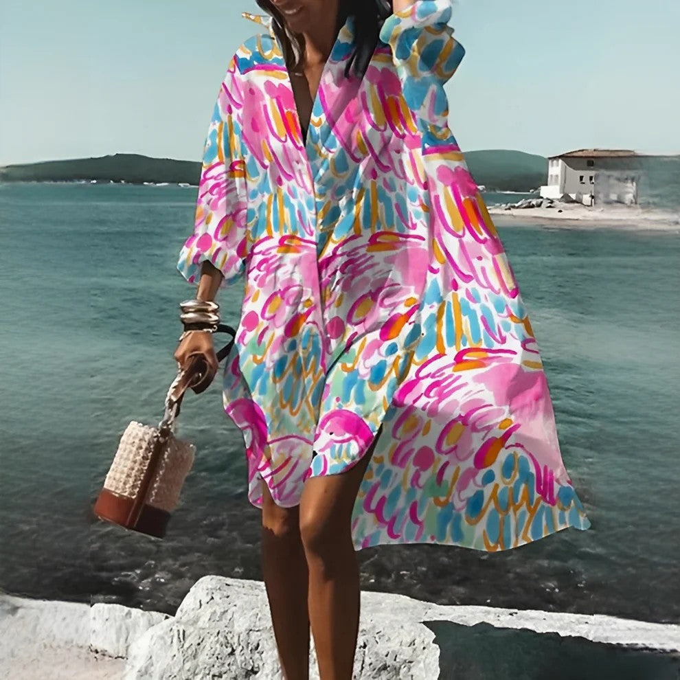 Damebluse i let stof – Oversize-pasform med lange ærmer