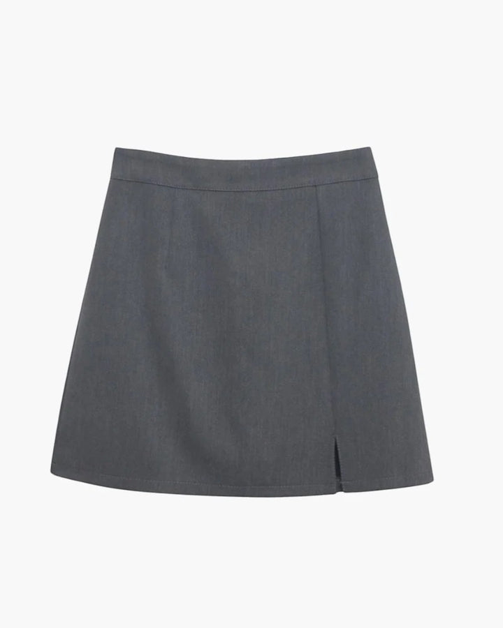 A-Linien-Minirock aus Stoff für Damen – Hohe Taille mit Schlitz