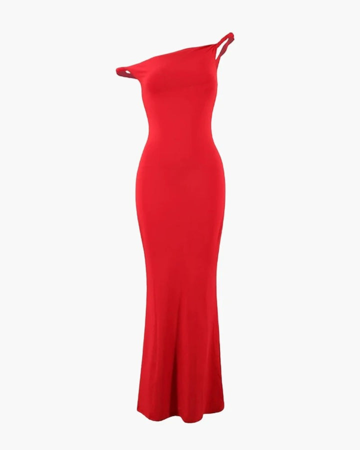 Women's One-Shoulder Stretch Knit Bodycon Dress – Elegant Maxi Style