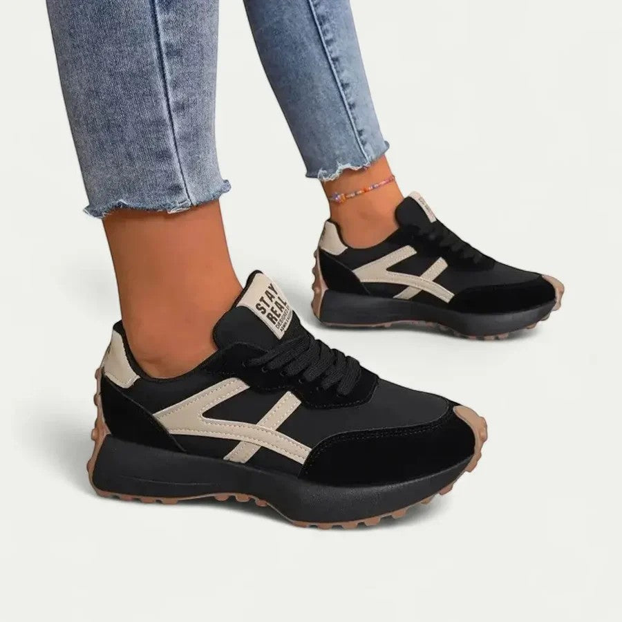 Baskets femme casual en cuir – Semelle plateforme basse