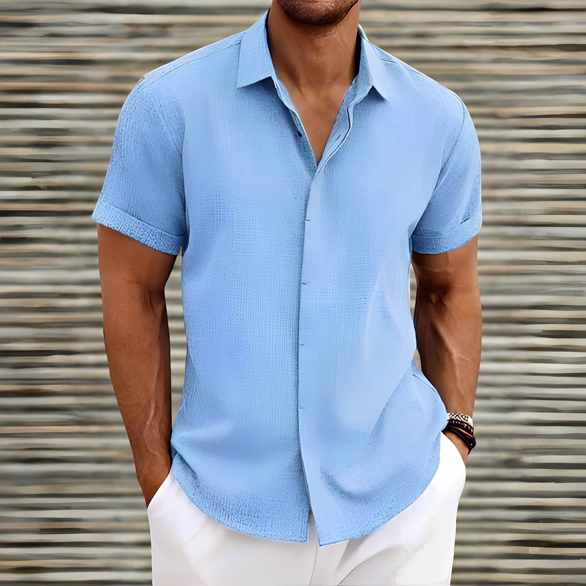Chemise homme en lin manches courtes – Coupe décontractée