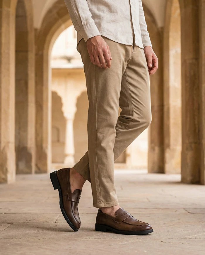 Mocassins homme en cuir lisse – Enfilage facile bout rond