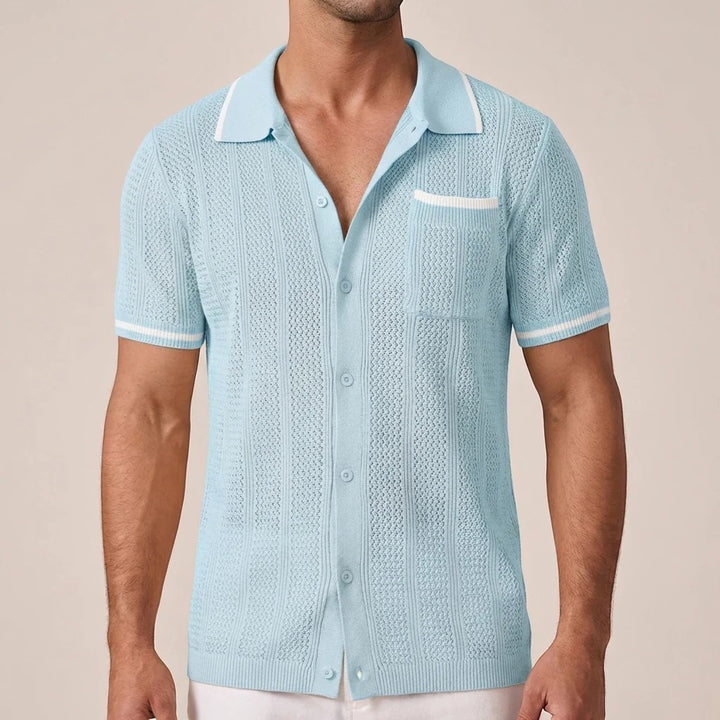 Chemise homme en maille manches courtes – Coupe boutonnée respirante