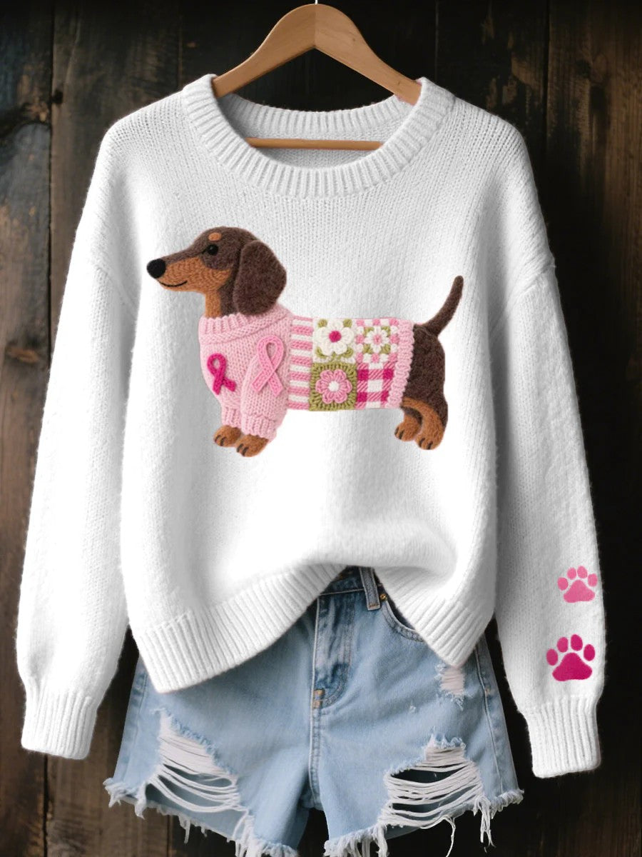 Women's Round-Neck Knit Sweater – Regular Fit | Warm Textured Knit
