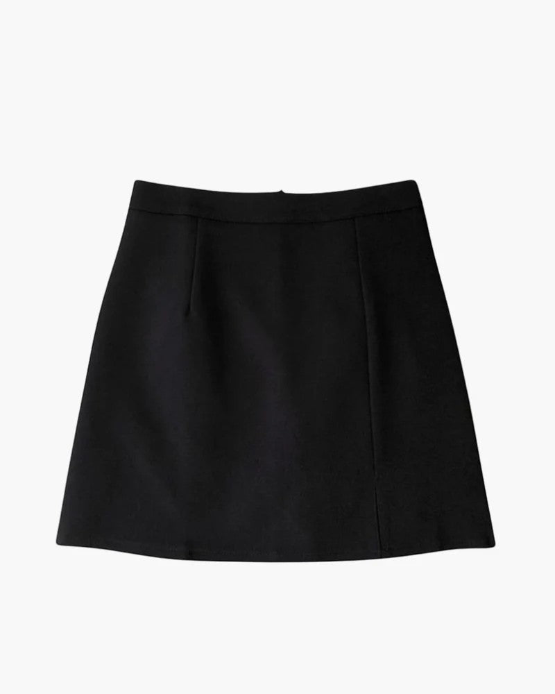 A-Linien-Minirock aus Stoff für Damen – Hohe Taille mit Schlitz