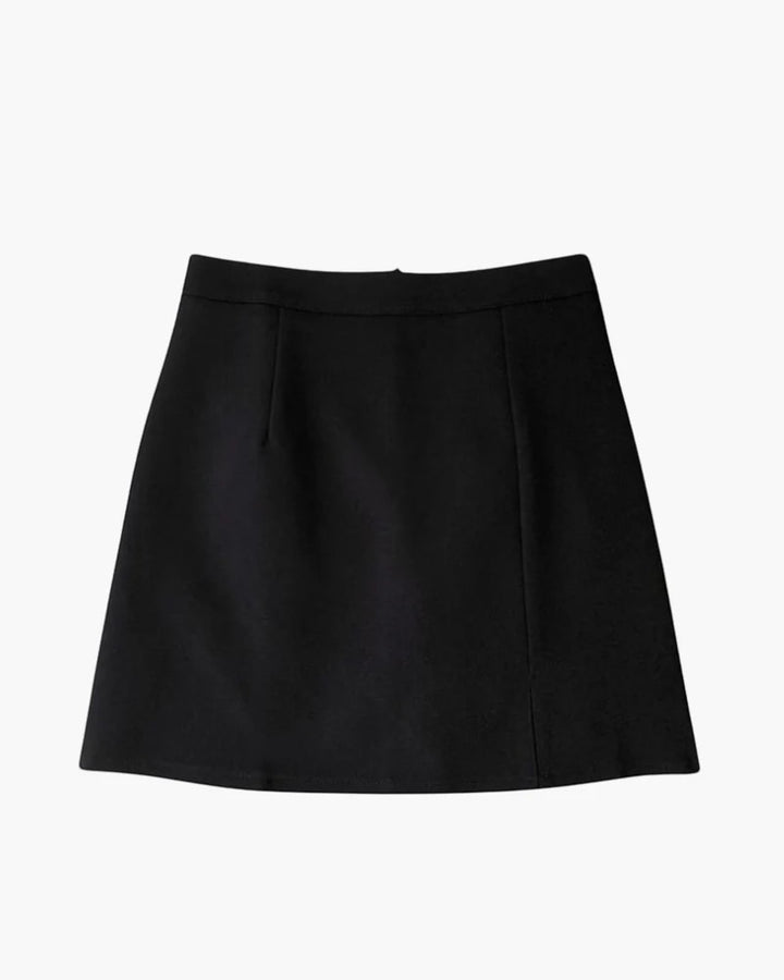 A-Linien-Minirock aus Stoff für Damen – Hohe Taille mit Schlitz