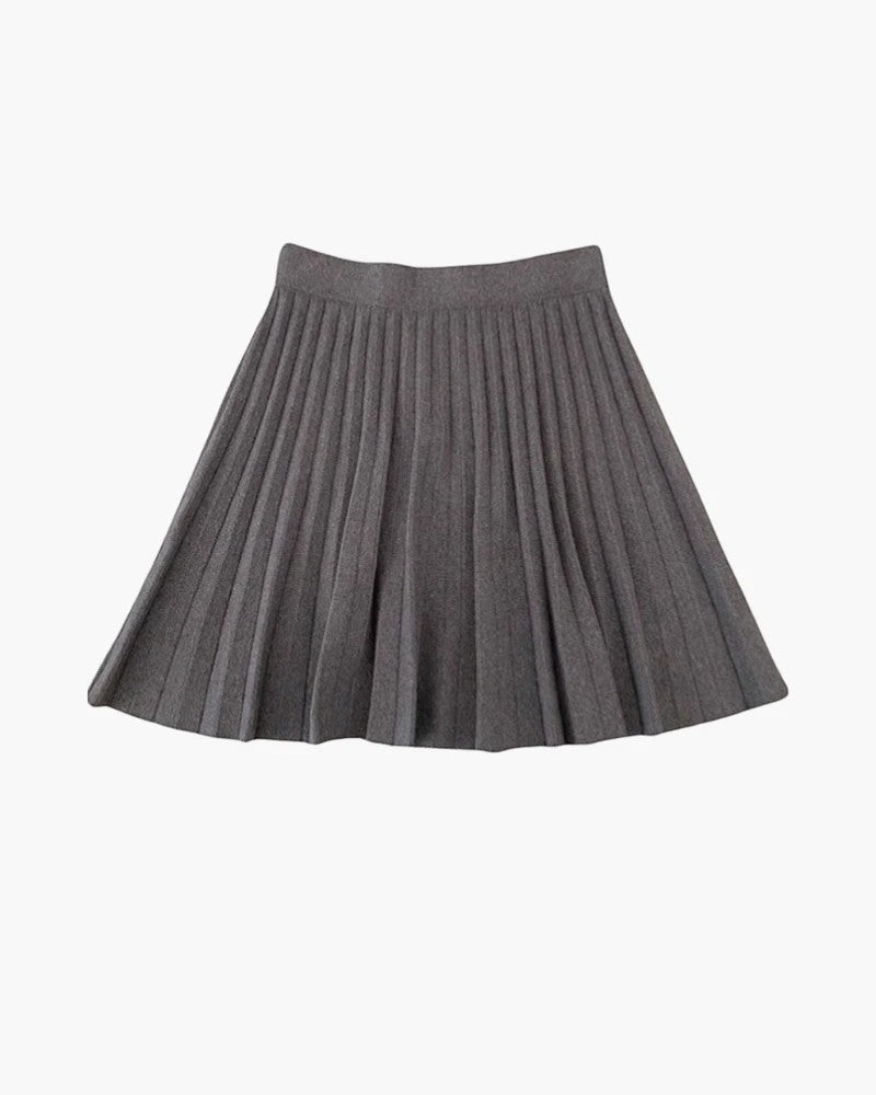 Plisseret miniskirt til kvinder i strik – Høj talje og udsvunget snit