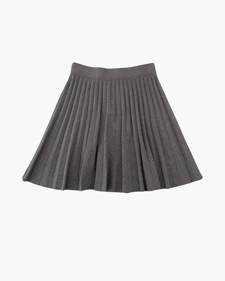 Plisseret miniskirt til kvinder i strik – Høj talje og udsvunget snit