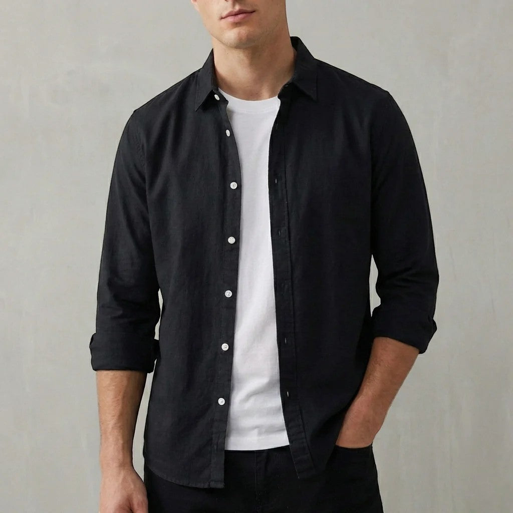 Chemise homme en lin manches longues – Coupe décontractée casual