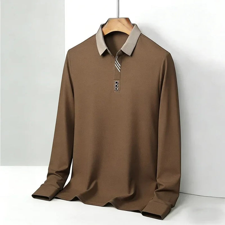 Polo Homme en Coton – Manches Longues Col Classique