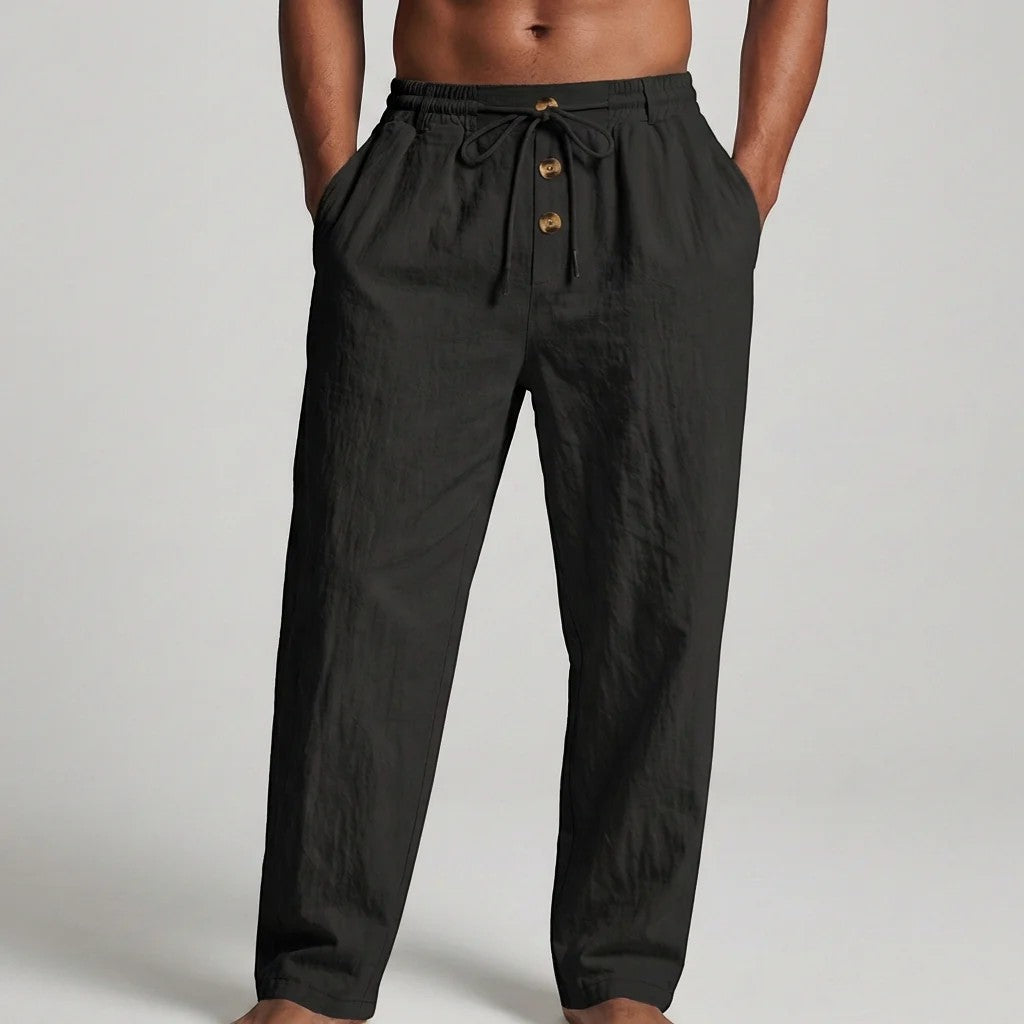 Herrenhose aus Leinen mit Kordelzug – Lässiger, gerader Schnitt