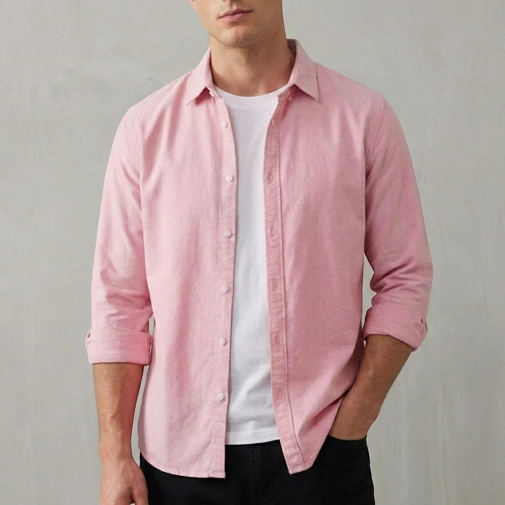 Chemise homme en lin manches longues – Coupe décontractée casual