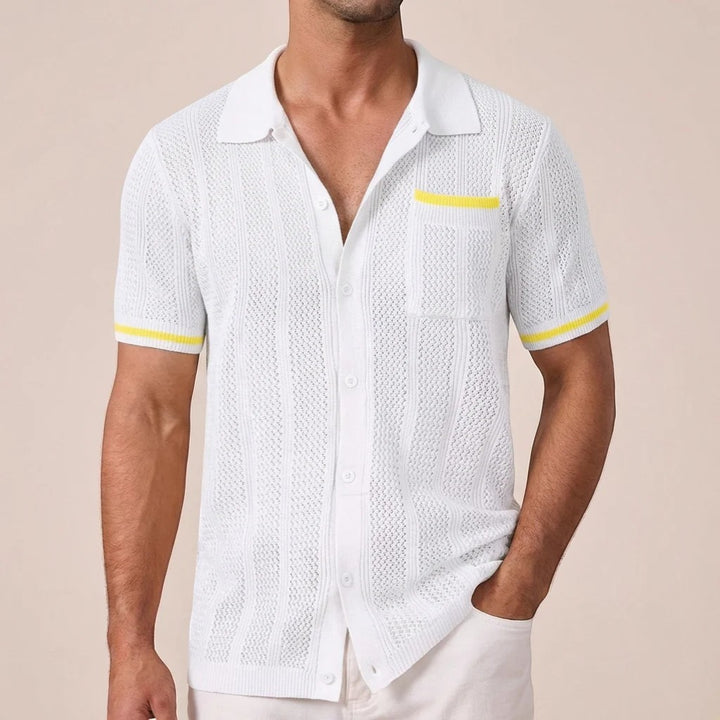 Chemise homme en maille manches courtes – Coupe boutonnée respirante