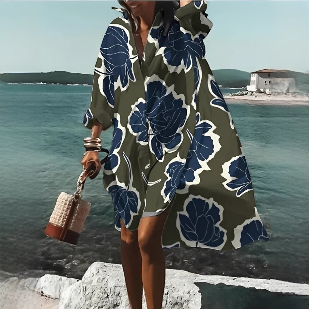 Damebluse i let stof – Oversize-pasform med lange ærmer