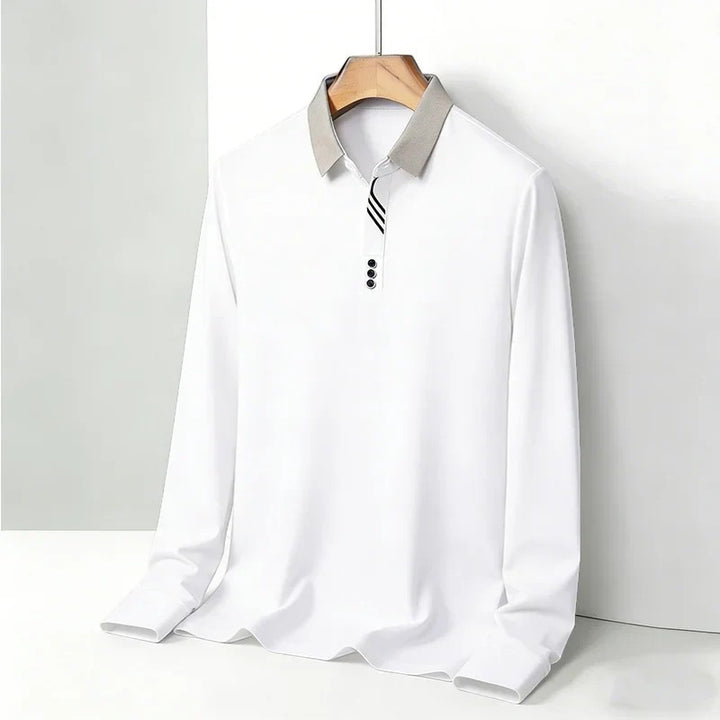 Polo Homme en Coton – Manches Longues Col Classique