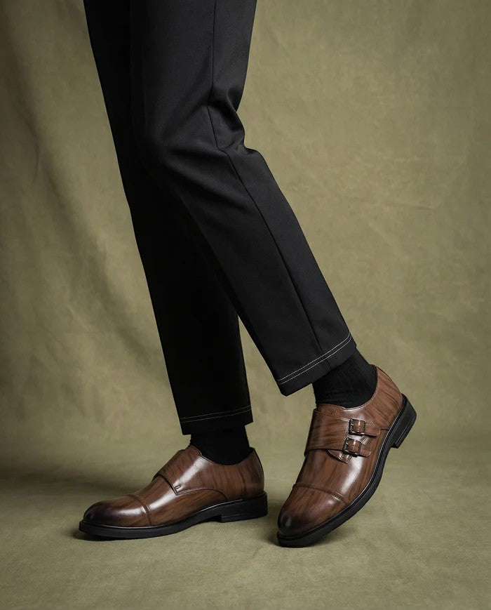 Chaussures homme à boucle en cuir – Bout pointu coupe ajustée