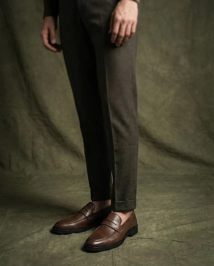 Mocassins homme en cuir lisse – Enfilage facile bout rond