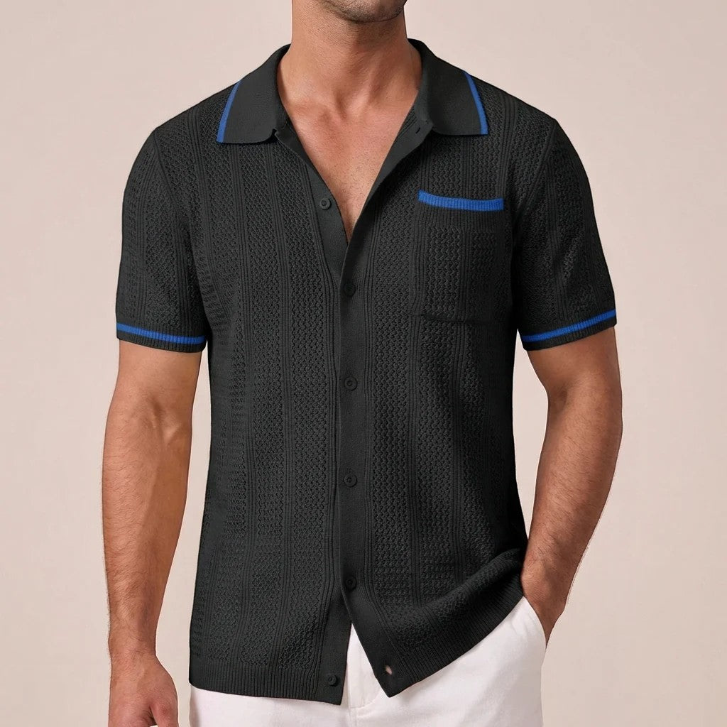 Chemise homme en maille manches courtes – Coupe boutonnée respirante