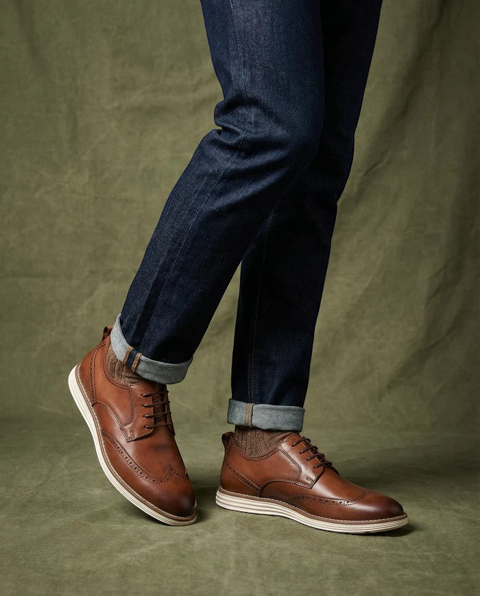 Herren-Lederschuhe ohne Schnürsenkel – Rundspitze, strukturierter Schnitt