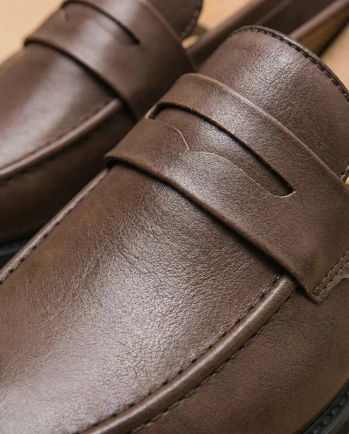 Mocassins homme en cuir lisse – Enfilage facile bout rond