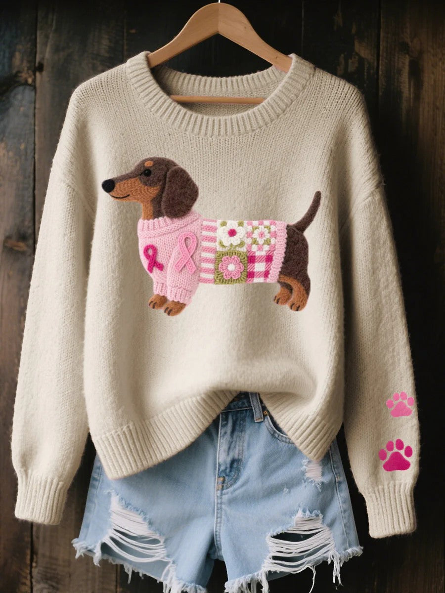 Women's Round-Neck Knit Sweater – Regular Fit | Warm Textured Knit