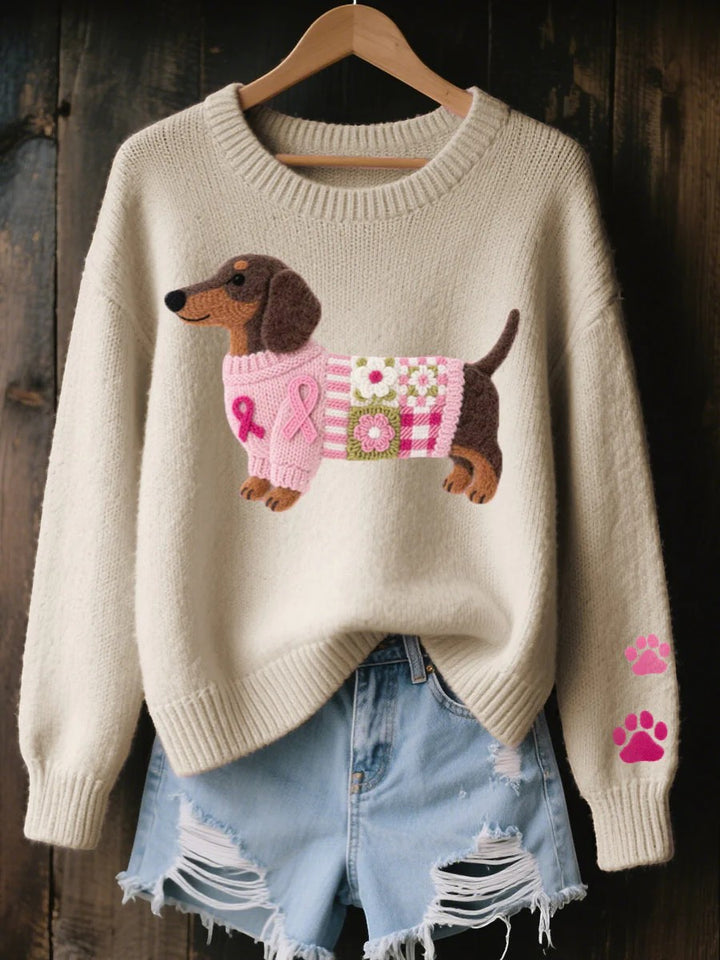 Women's Round-Neck Knit Sweater – Regular Fit | Warm Textured Knit