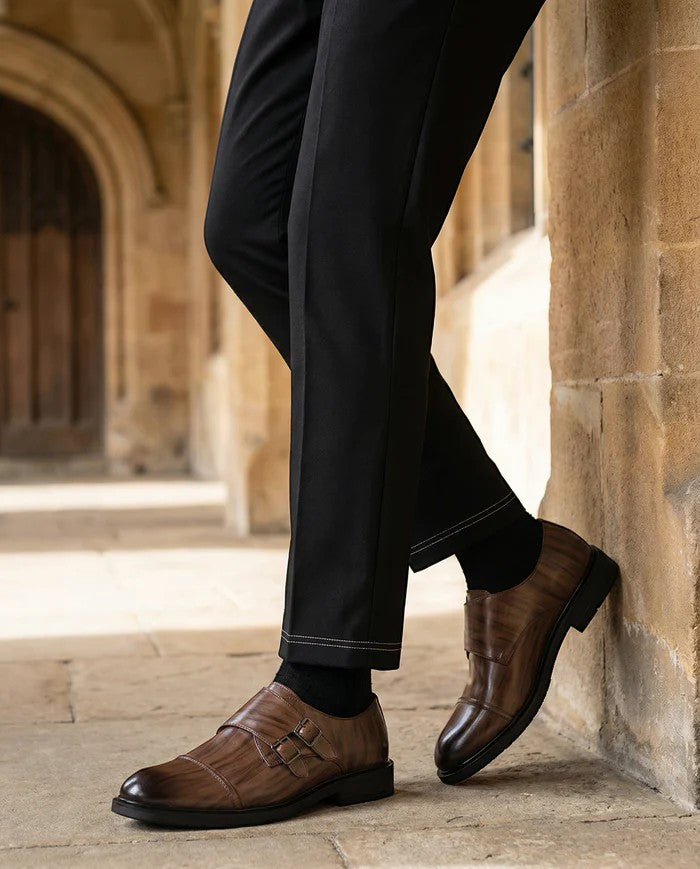 Chaussures homme à boucle en cuir – Bout pointu coupe ajustée