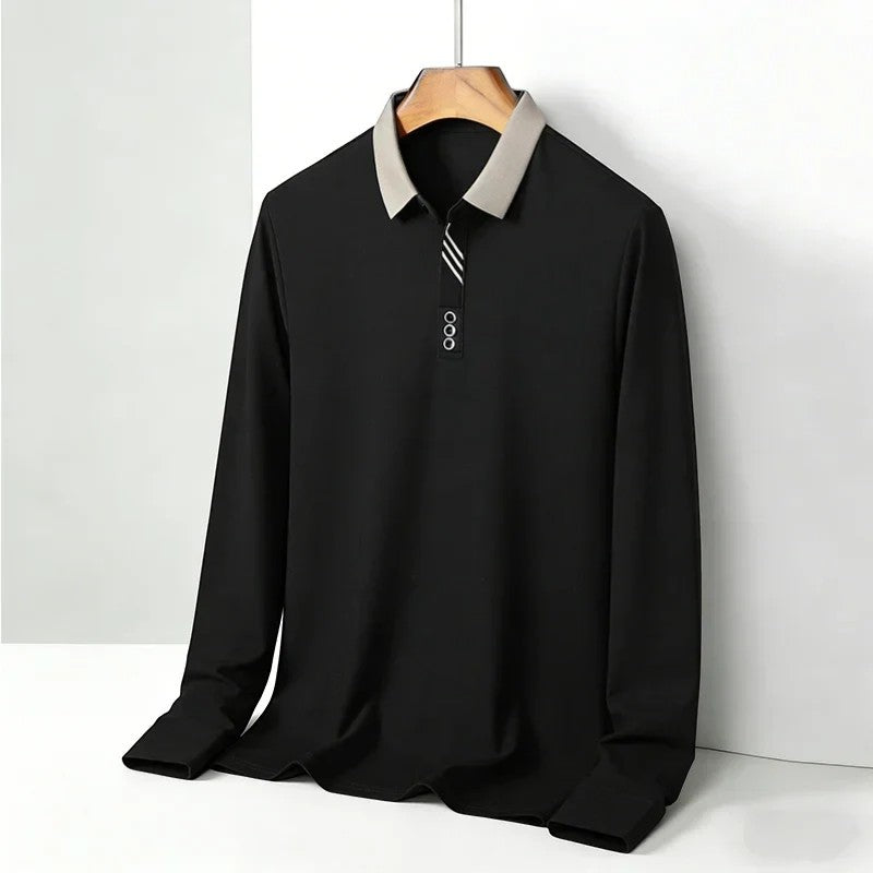 Polo Homme en Coton – Manches Longues Col Classique