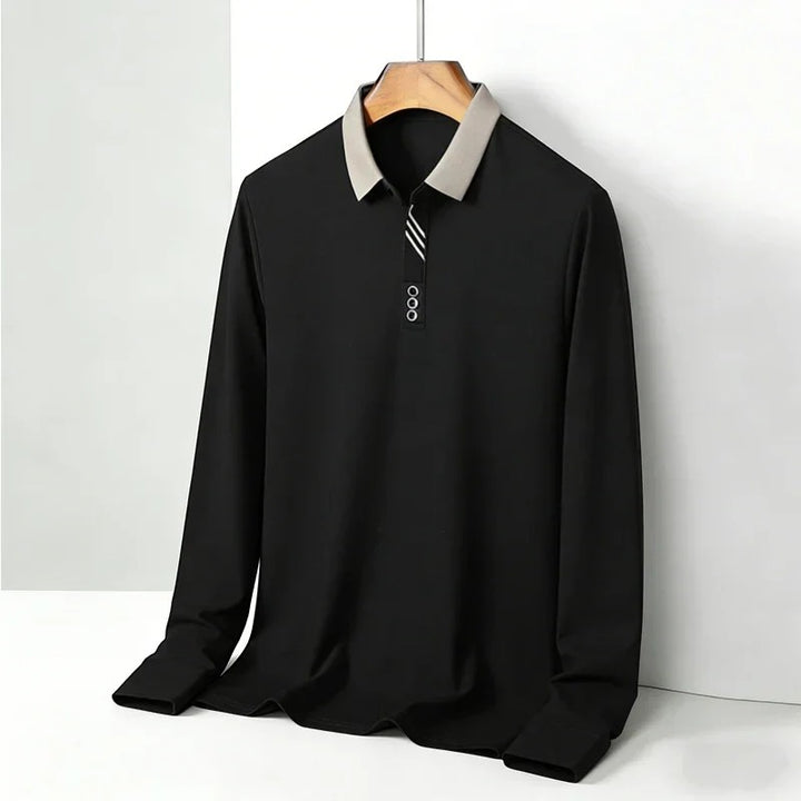 Polo Homme en Coton – Manches Longues Col Classique