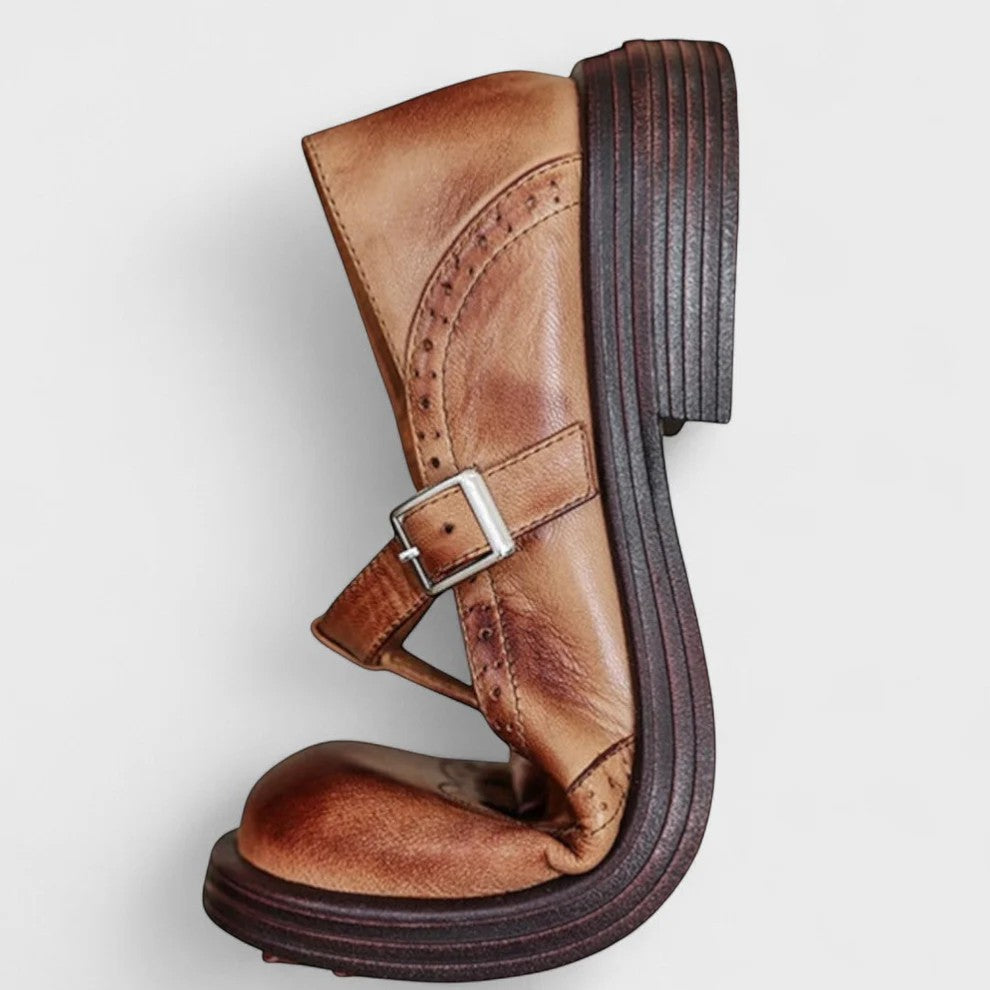 Riche | Chaussures Femme Structurées à Talon Épais en Cuir