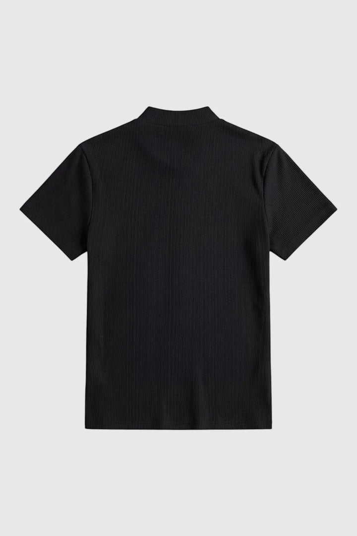 Figurbetontes Stretch-T-Shirt für Herren – Slim-Fit-Schnitt mit geripptem Kragen