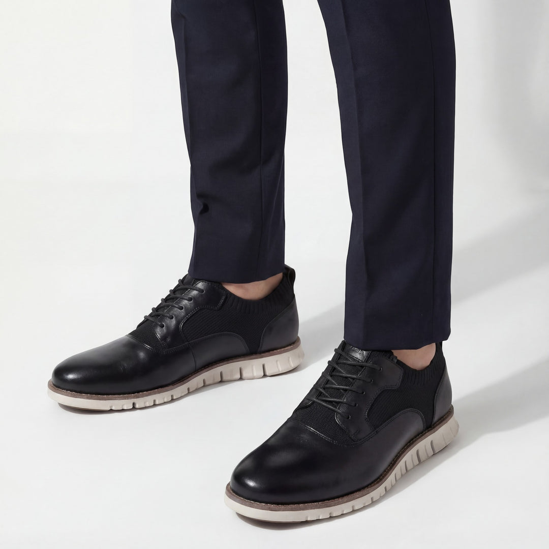 Casual leather sneakers for men – Breathable mesh panels