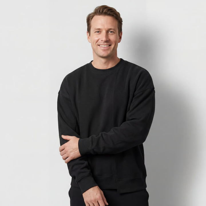 Pull homme en coton mélangé – Coupe décontractée col rond
