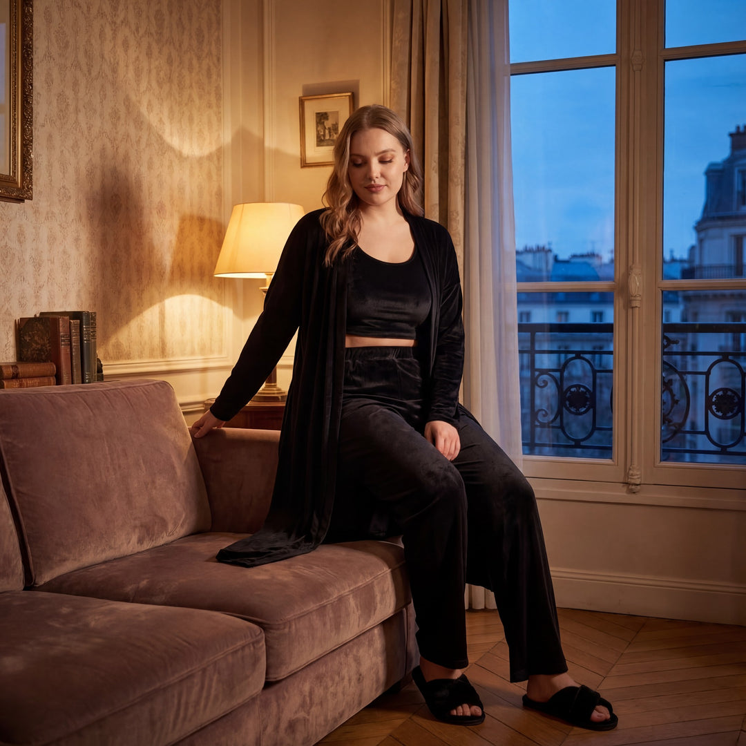 Riche | Ensemble Loungewear Femme Cozy 3 Pièces en Coton Mélangé
